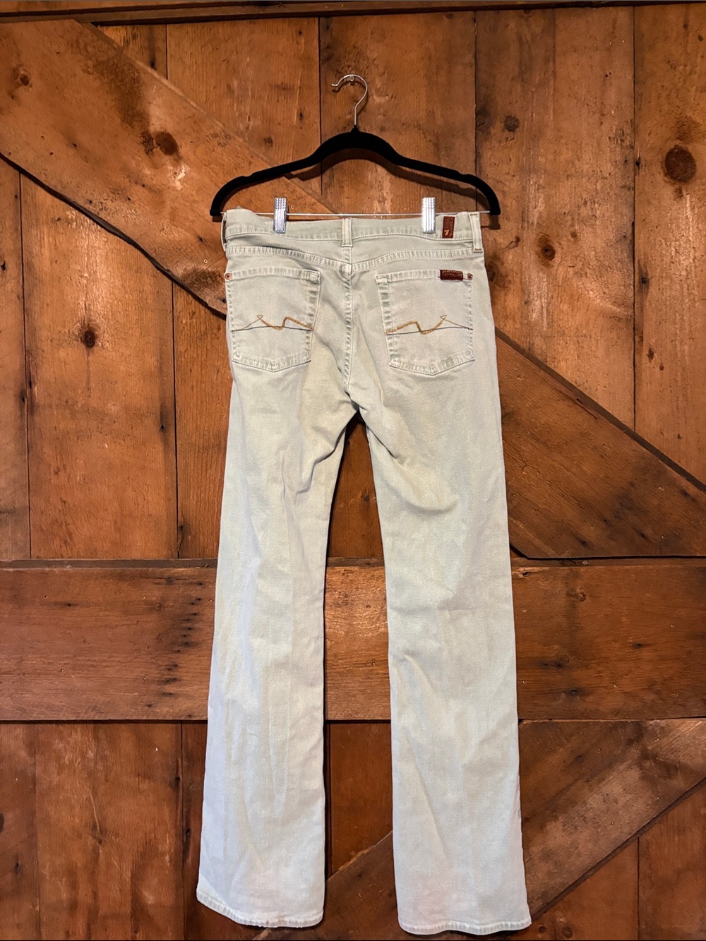 7 For All Mankind Womens 28 Light Mint Green Mid Rise Bootcut Jeans USA - Picture 4 of 10
